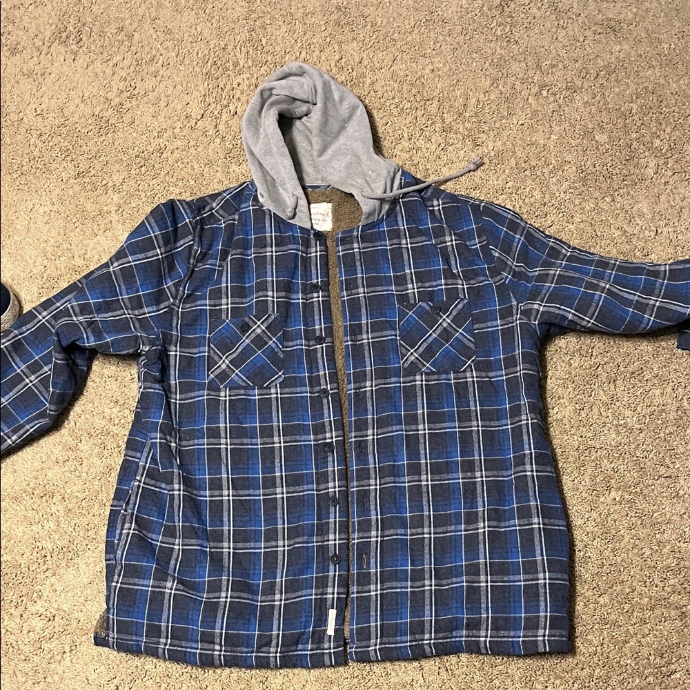 Weatherproof Vintage Blue and Gray Plaid Jacket XXL lined and soft